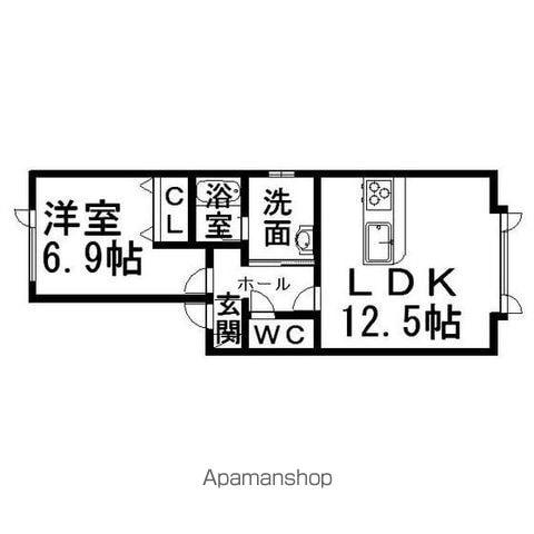 クレアひかり野(1LDK/1階)の間取り写真
