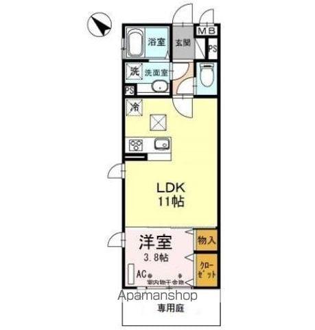 グランドソレイユ(1LDK/1階)の間取り写真