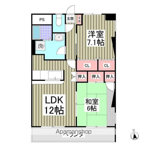 壽ビル(2LDK/5階)の間取り写真