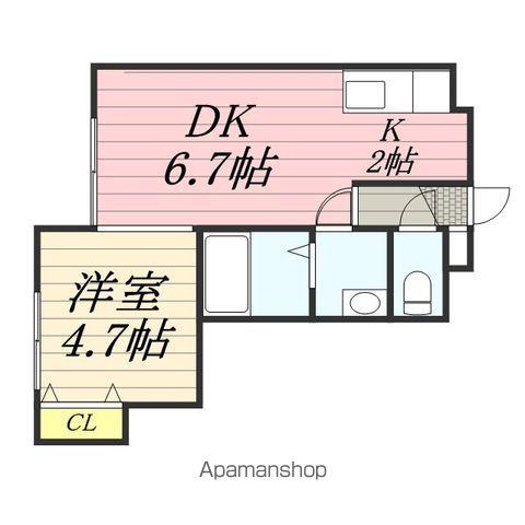 オーヴァルⅡ(1DK/3階)の間取り写真