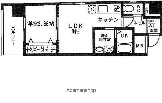ヴェントゥーノ箱崎(1LDK/4階)の間取り写真