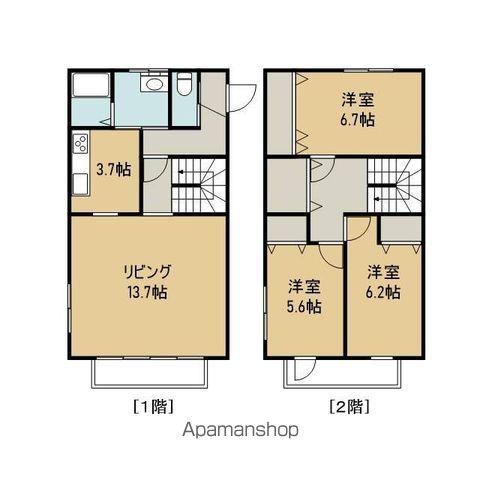 パーシモン上の橋(3LDK/2階)の間取り写真