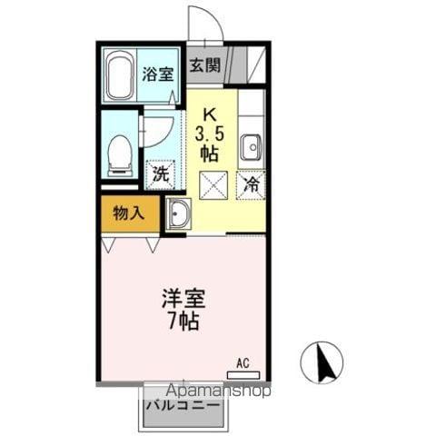 エレーネ下木戸(1K/1階)の間取り写真