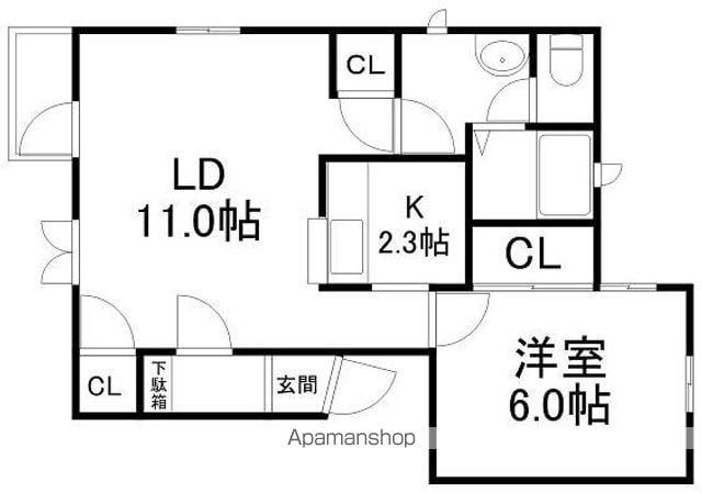 アスタリスク上近江(1LDK/2階)の間取り写真