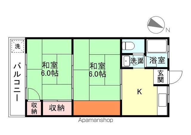 ラ・ネージュ富山Ⅱ(2K/2階)の間取り写真