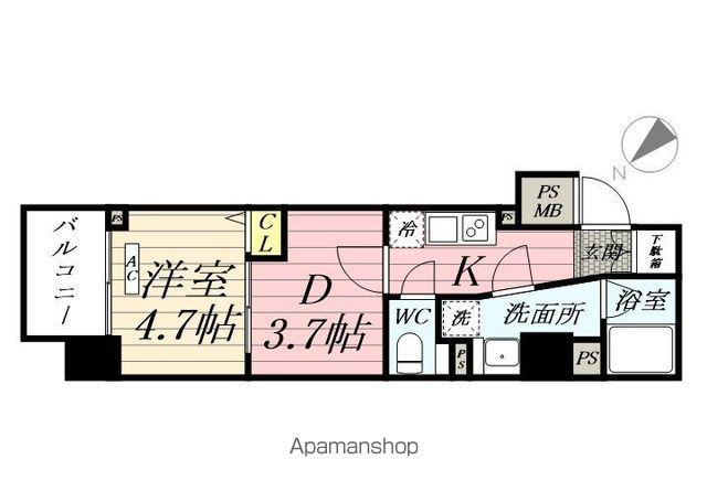 スクエアシティ鶴見市場(1K/2階)の間取り写真