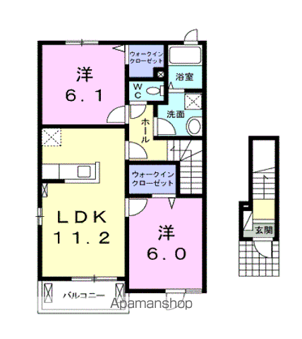 ブリーズレジデンス BE Ⅱ(2LDK/2階)の間取り写真