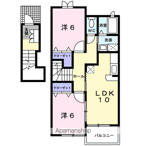 ニューカムリーB(2LDK/2階)の間取り写真