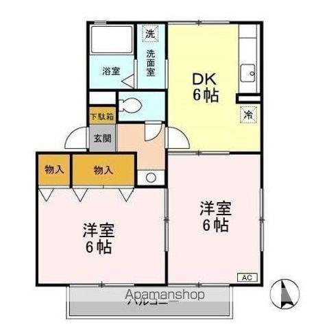 ヴィラフォーレC(2DK/1階)の間取り写真