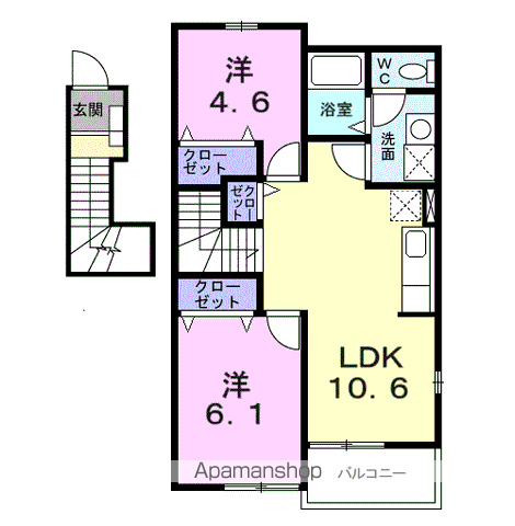 マジカル本郷A(2LDK/2階)の間取り写真