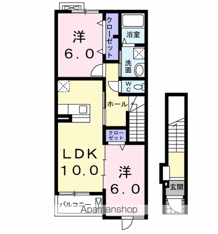 ラ・ルミエールⅠ(2LDK/2階)の間取り写真