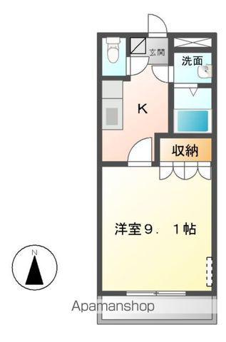 シャルトル1(1K/3階)の間取り写真