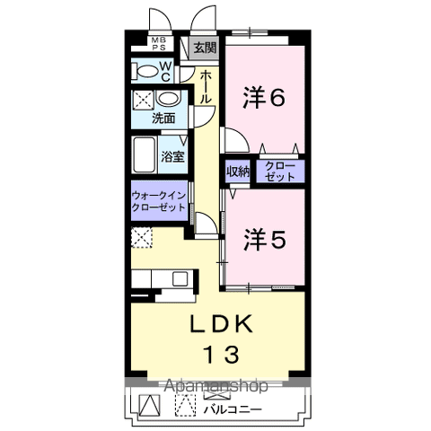 SAKURAビベンテⅡ(2LDK/2階)の間取り写真