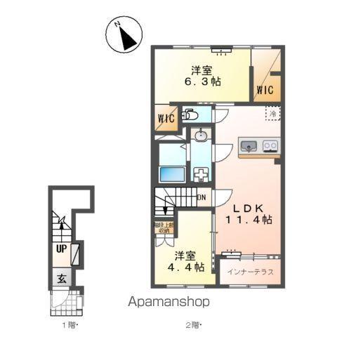 新発田市諏訪町アパート(2LDK/2階)の間取り写真