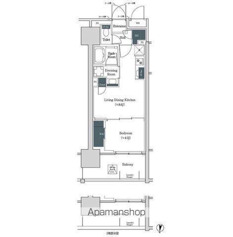ブルックサイドレジデンス木場(1LDK/8階)の間取り写真