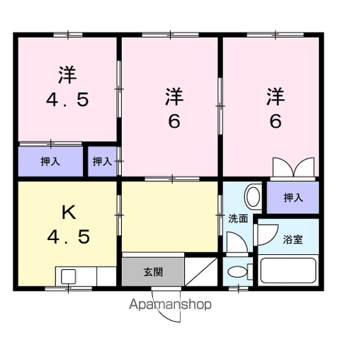 サンコーポ諏訪(3K/2階)の間取り写真