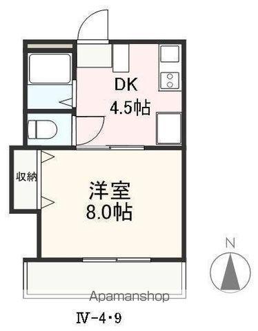 クレイドル安田Ⅲ・Ⅳ(1DK/2階)の間取り写真