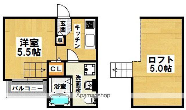 CLOUD鳳(1K/2階)の間取り写真