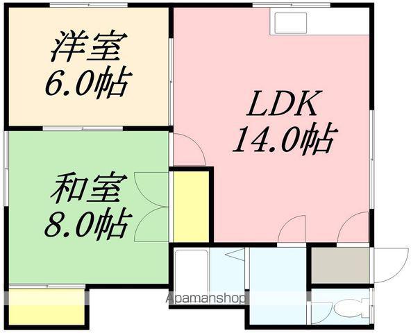 横山アパート第1(2LDK/2階)の間取り写真
