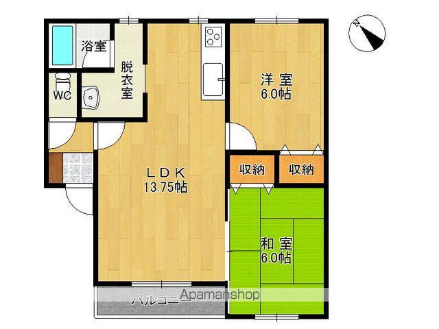 ドリームハイツB(2LDK/2階)の間取り写真