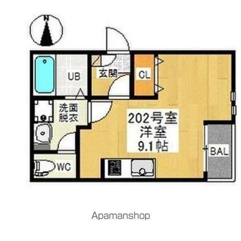 GRANDTIC尼ケ坂(ワンルーム/2階)の間取り写真