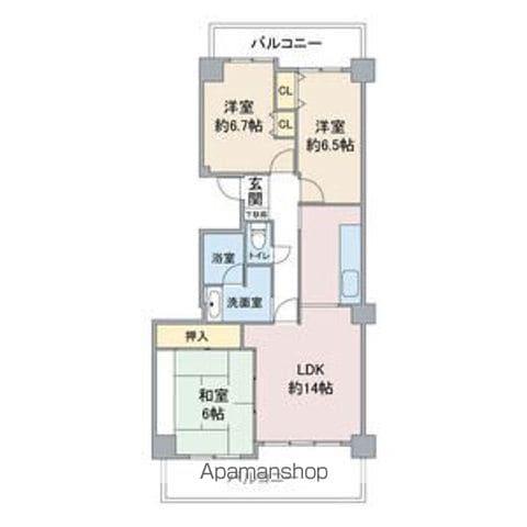 ウェルフォート幸川(3LDK/4階)の間取り写真