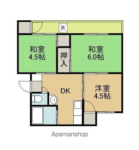 本四備讃線 坂出駅 徒歩66分 4階建 築53年(3DK/3階)の間取り写真