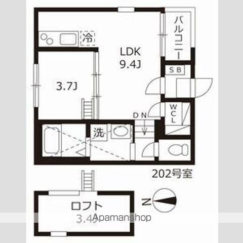 ハーモニーテラスティーエイチ(1LDK/2階)の間取り写真