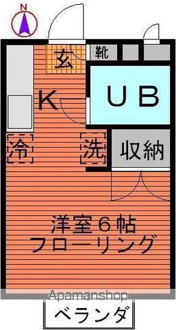 ヴィア・メリ(ワンルーム/2階)の間取り写真