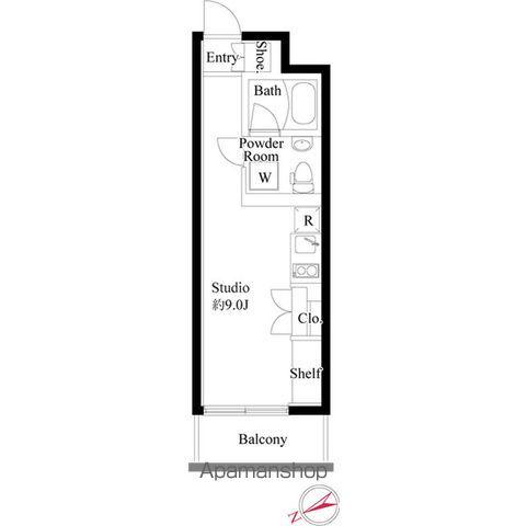 ホウエイコート西国立(ワンルーム/2階)の間取り写真