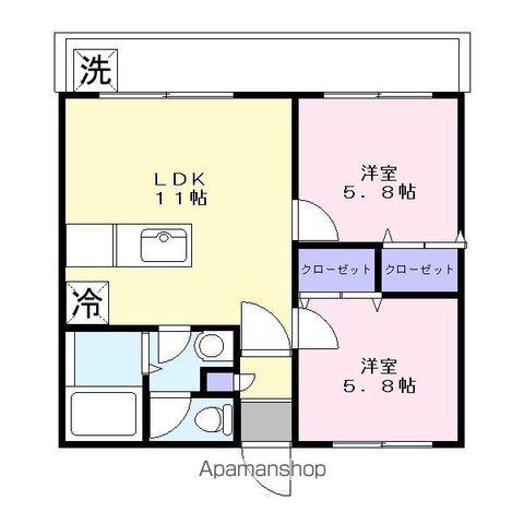 千本杉コーポ(2LDK/4階)の間取り写真