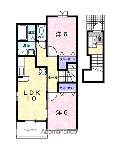 レジデンストーリン(2LDK/2階)の間取り写真