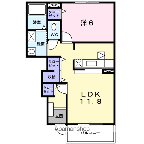 セレノ・サンリット(1LDK/1階)の間取り写真