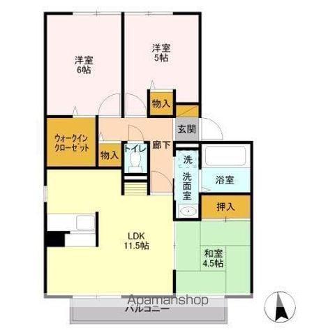 フラワーハウス(3LDK/1階)の間取り写真