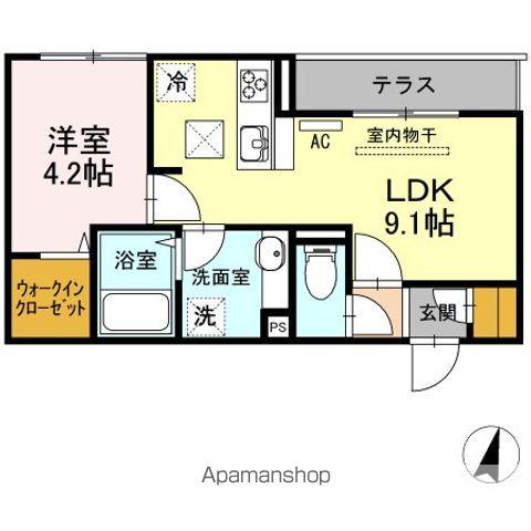 ヴィルヌーヴ ドゥ(1LDK/1階)の間取り写真