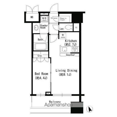 エスティメゾン四谷坂町(1LDK/2階)の間取り写真