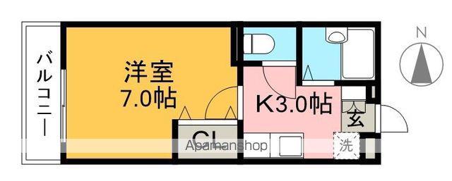 メゾン日の出町(1K/4階)の間取り写真