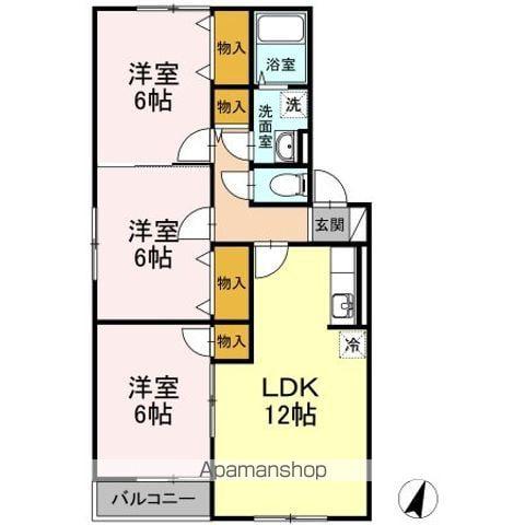 ハイアットC(3LDK/2階)の間取り写真