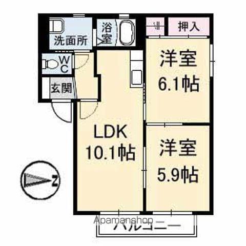 パビオン A棟(2LDK/1階)の間取り写真