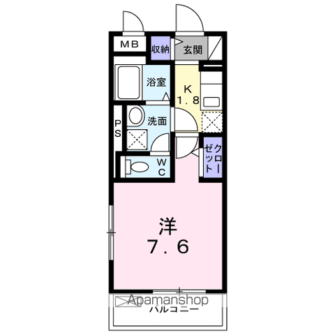 ラ・ポーズ(1K/3階)の間取り写真