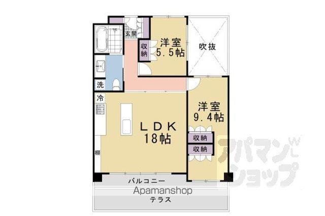 ネバーランド御所南(2LDK/2階)の間取り写真