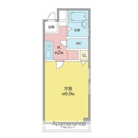 名古屋市東山線 池下駅 徒歩1分 4階建 築20年(1K/2階)の間取り写真