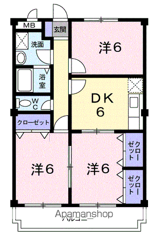 サニーヒルオオツキ(3DK/3階)の間取り写真
