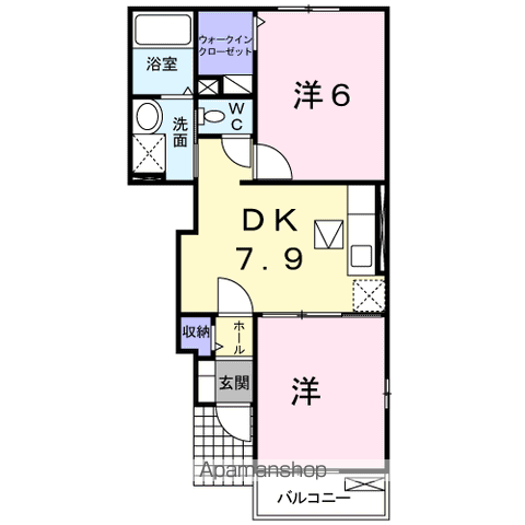 フォレスト高陽東 弐番館(2DK/1階)の間取り写真