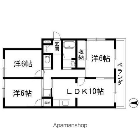 牧の原中央マンション(3LDK/4階)の間取り写真