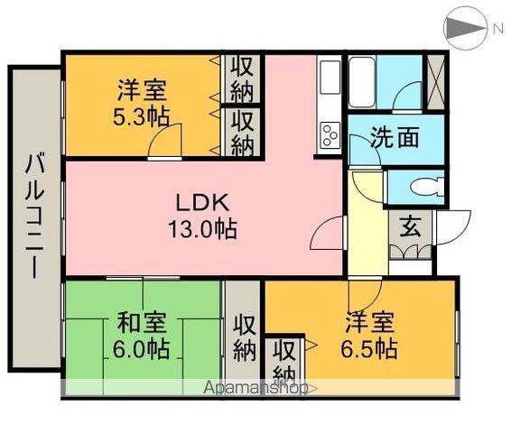 クレセントマンション(3LDK/4階)の間取り写真