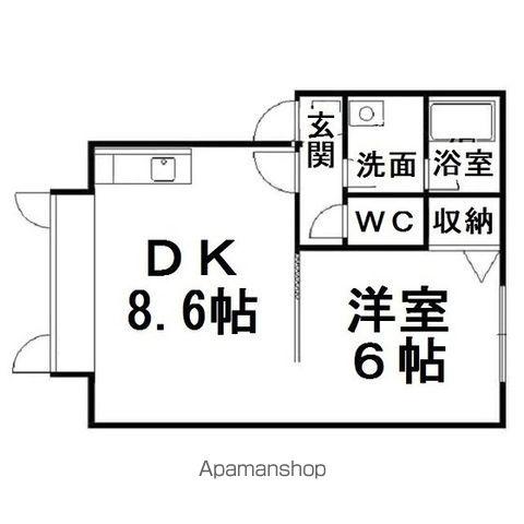アイビス三輪第2 五番館(1DK/2階)の間取り写真
