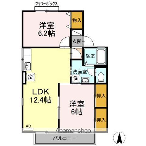 グランシャリオⅡ棟(2LDK/1階)の間取り写真