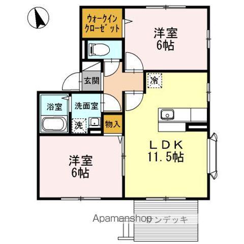 プレジオ白鳥B(2LDK/1階)の間取り写真