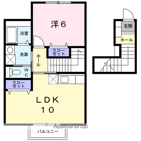 オーシャン21(1LDK/2階)の間取り写真